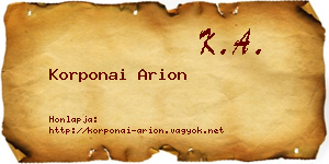 Korponai Arion névjegykártya